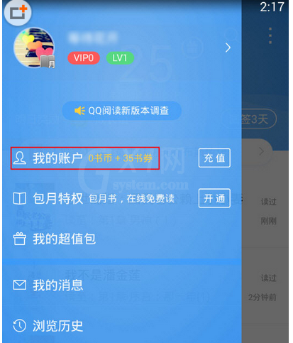 在QQ阅读里查看我的月票信息的图文教程截图