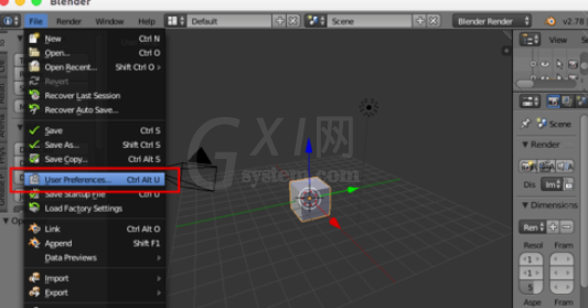 blender设置恢复初始的操作过程截图