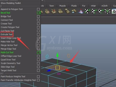 在maya里挤出命令的使用操作介绍截图