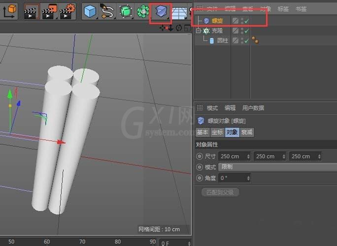 C4D使用变形器制作绳子模型的详细操作截图