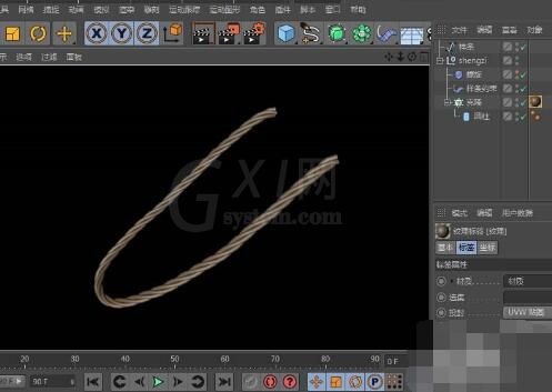 C4D使用变形器制作绳子模型的详细操作截图
