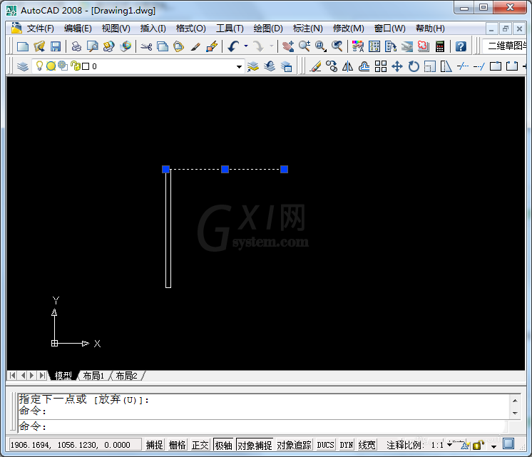 CAD制作双扇门平面图的图文操作截图