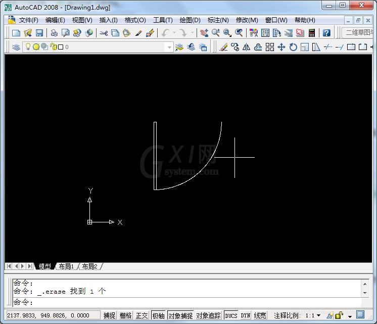 CAD制作双扇门平面图的图文操作截图