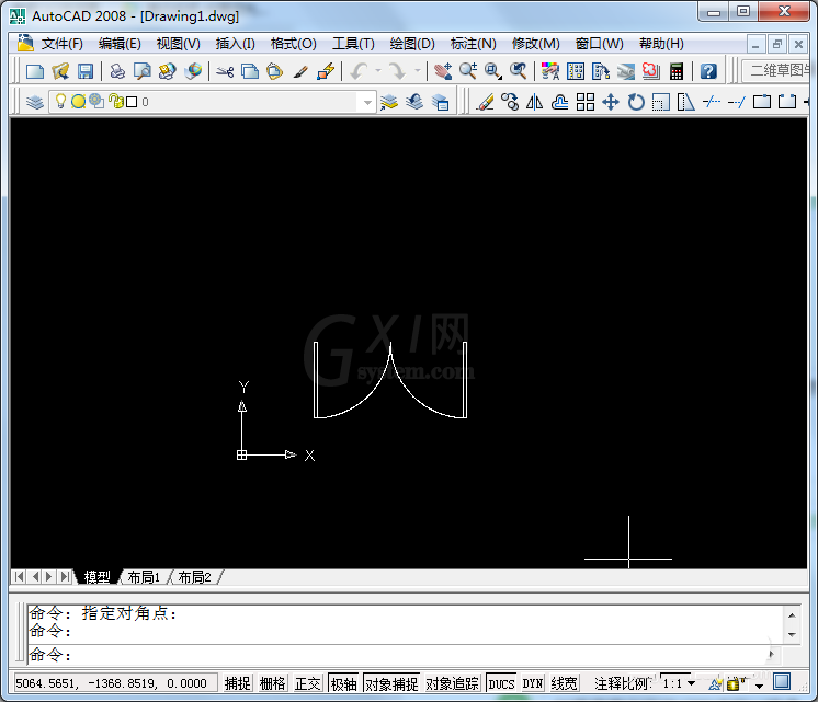 CAD制作双扇门平面图的图文操作截图