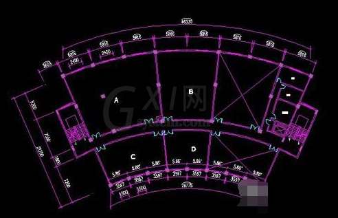 CAD制作弧形建筑户型图的详细操作截图