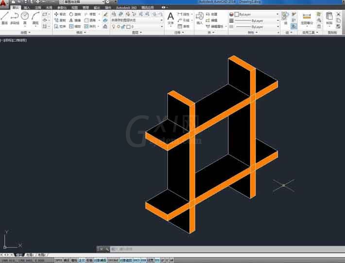 cad绘制立体井字的操作流程截图