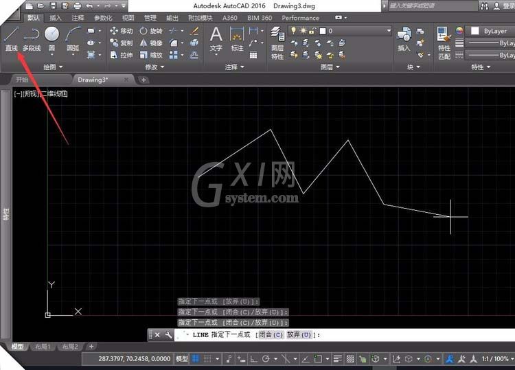 CAD使用直线工具做出图形的详细操作截图