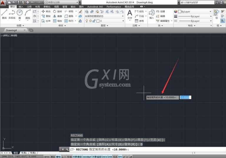 CAD绘制有具体参数数据矩形的图文操作截图