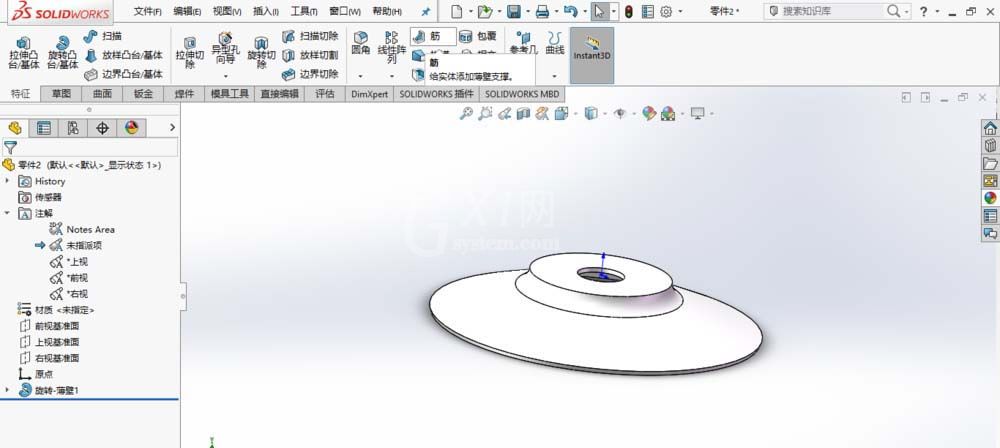 SolidWorks创建导流盖零件模型的详细操作截图