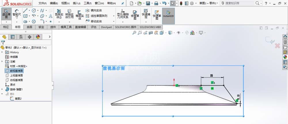 SolidWorks创建导流盖零件模型的详细操作截图