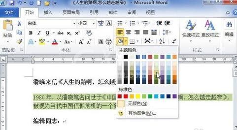 word2010设置底纹的操作流程截图