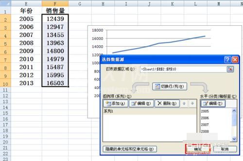 Excel设置折线图横坐标的图文操作截图