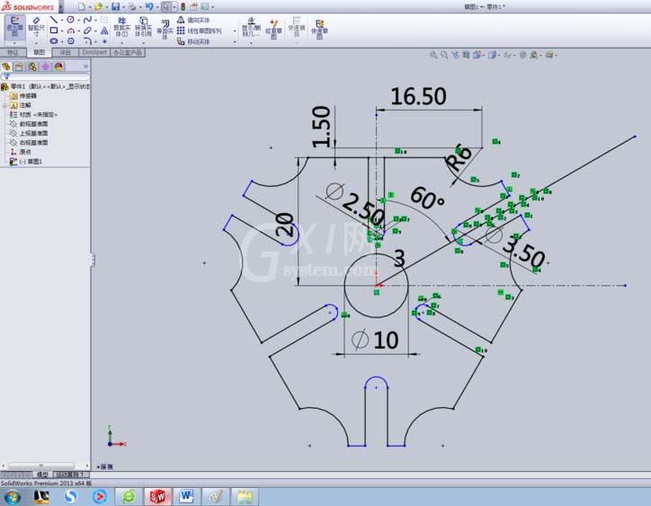 SolidWorks打造外棘轮的操作流程截图