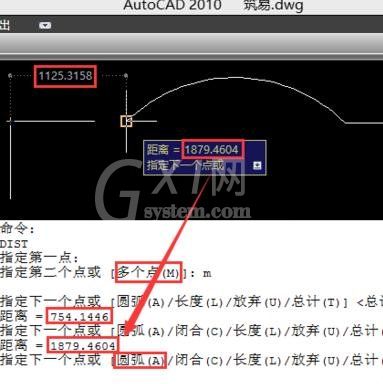 cad图形绘制完进行测量的详细操作截图