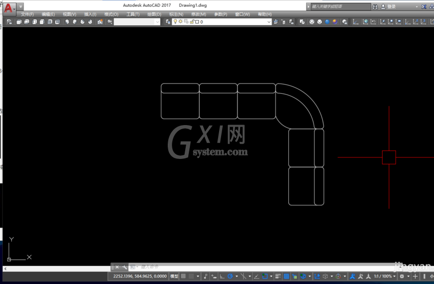 AutoCAD制作L形沙发平面图的操作流程截图