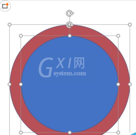 PPT绘制叠加半环图形的操作流程截图