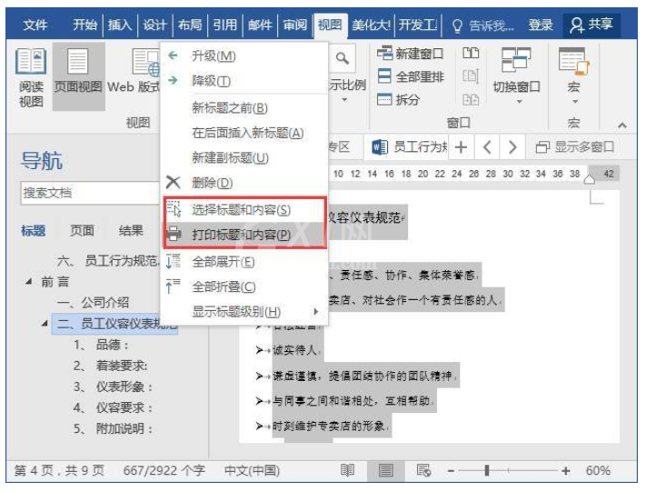 启用Word中的导航窗格工具的具体操作步骤截图