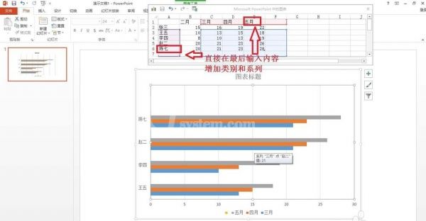 PPT绘制条形统计图表的基础操作截图