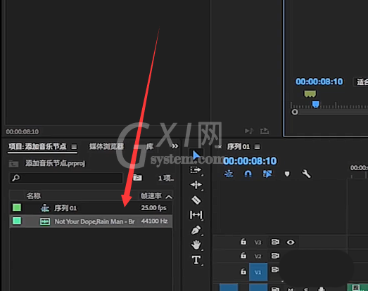 Premiere音频编辑添加节点的操作过程截图