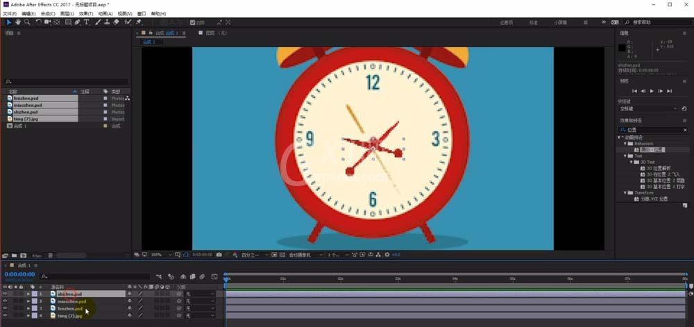 ae打造时钟秒针转动动画的操作教程截图