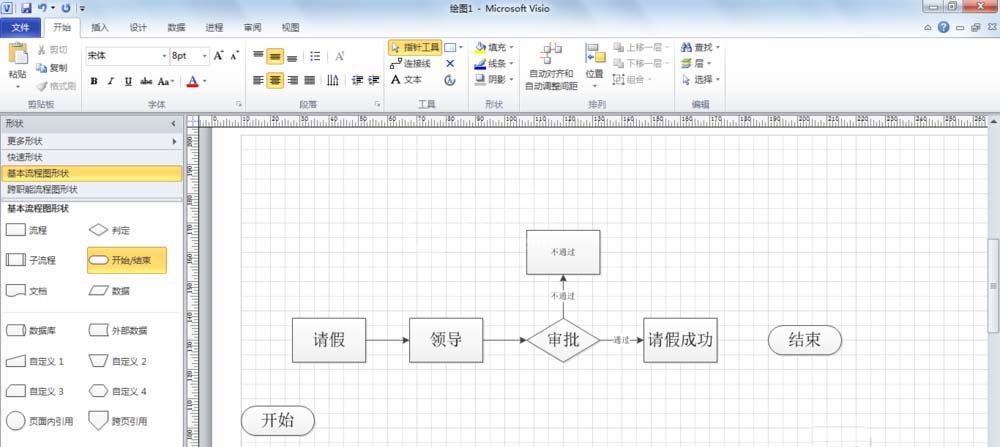 visio 2013中绘制请假流程图的操作教程截图