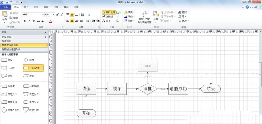 visio 2013中绘制请假流程图的操作教程截图