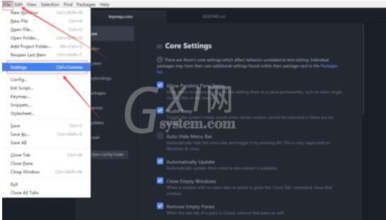 Atom中快捷键设置具体方法截图