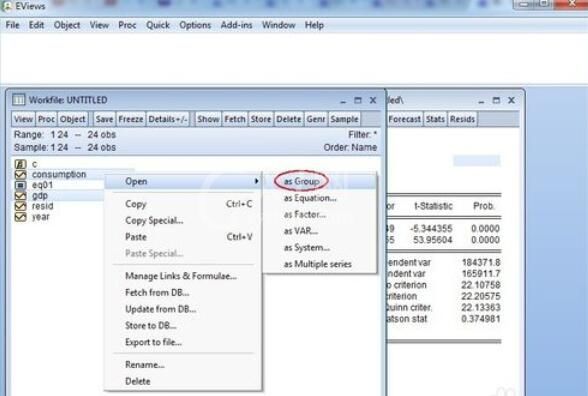 Eviews创建图表形式的具体方法截图