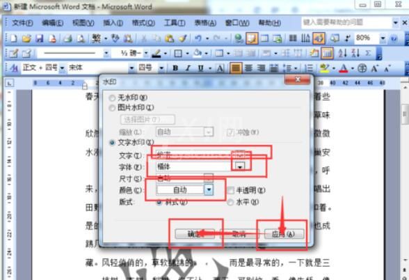 word2003文档添加水印的方法介绍截图