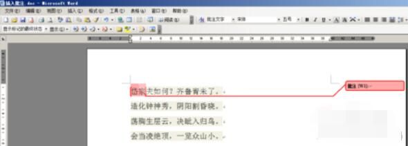 word2003中插入批注的方法截图