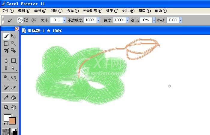 painter中使用水墨画笔绘画出图形的操作教程截图