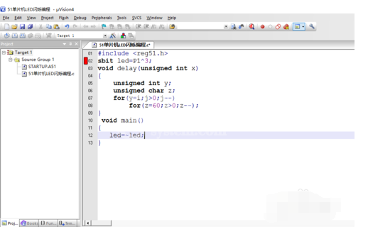 Keil uVision4 51单片机LED闪烁编程的操作教程截图
