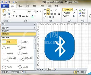 Microsoft Office Visio绘画一个蓝牙标志的详细操作教程截图