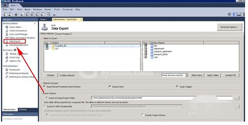 MySQL Workbench进行mysql数据库备份的操作教程截图