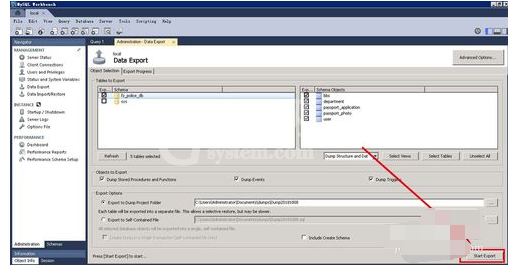 MySQL Workbench进行mysql数据库备份的操作教程截图