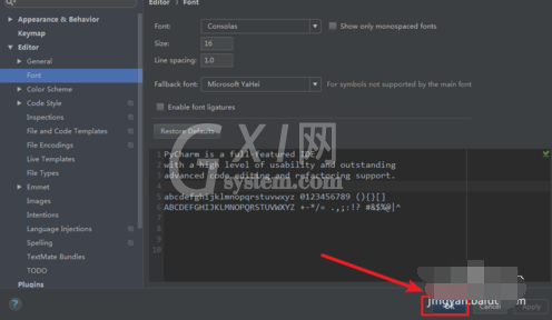 pycharm改中文字体的操作教程截图