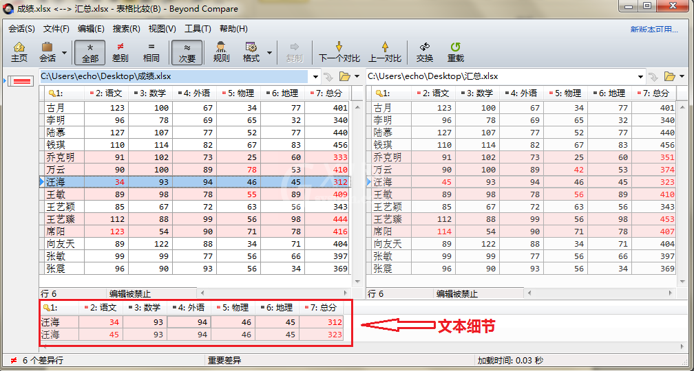 Beyond Compare隐藏和显示文本细节的操作技巧截图