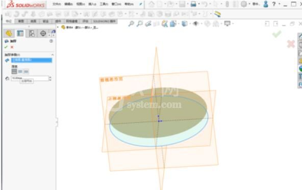 solidworks2019中加厚命令使用操作步骤截图