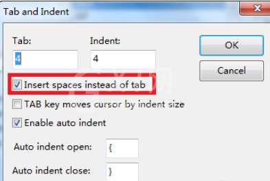 EditPlus中设置Tab用空格替换的操作过程截图