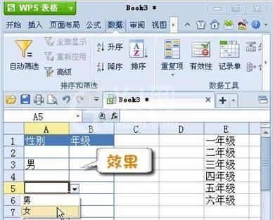 WPS Office2012完成表格下拉列表的具体操作步骤截图