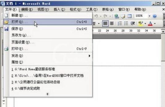 word2003中打开文档的操作方法截图