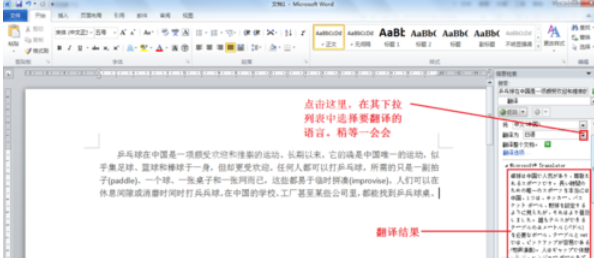 Word 2010完成语言翻译的具体操作步骤截图