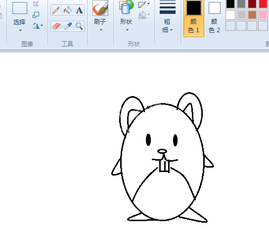 画图工具绘制小老鼠图像的详细步骤截图
