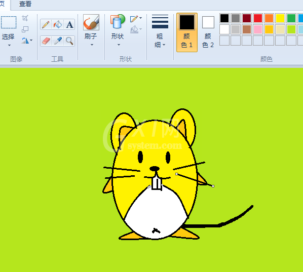 画图工具绘制小老鼠图像的详细步骤截图