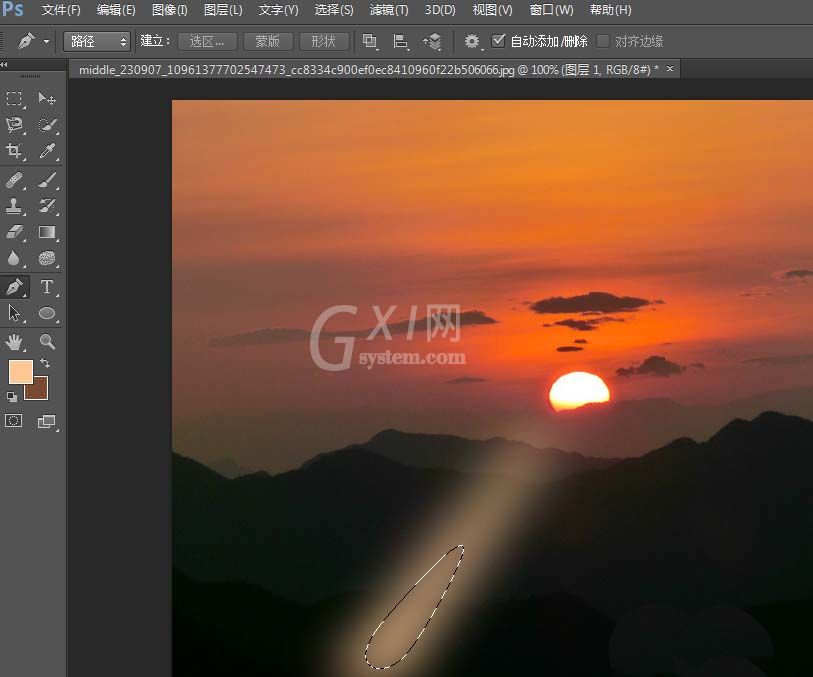 photoshop cs6绘制日出光照效果的操作步骤截图