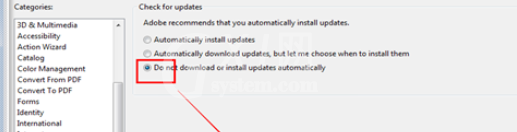 Adobe Reader XI(pdf阅读器)中关闭自动更新的操作步骤截图