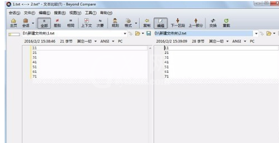 Beyond Compare进行文本比较的操作步骤截图
