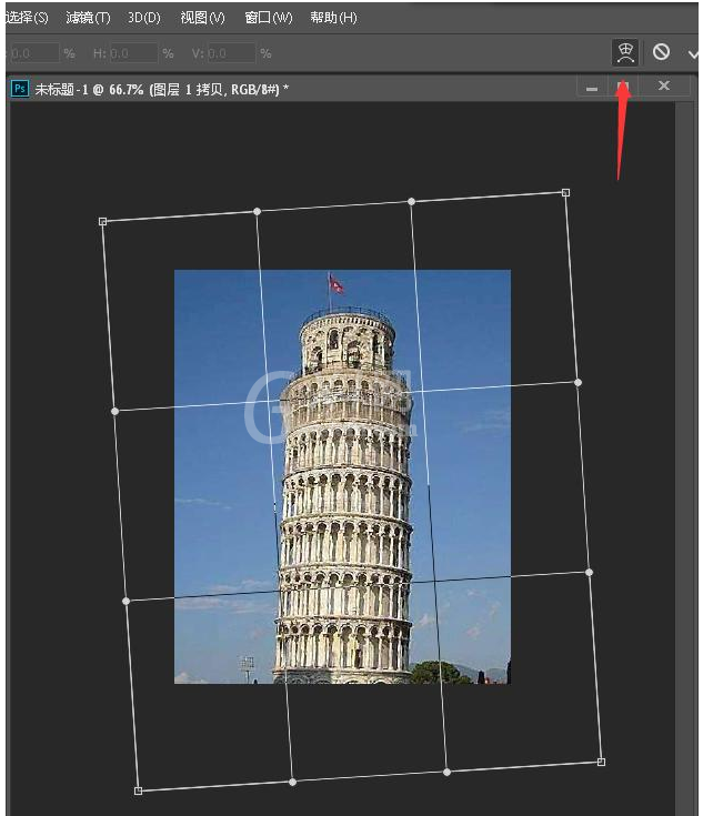 利用PS软件矫正倾斜图片的具体操作步骤截图