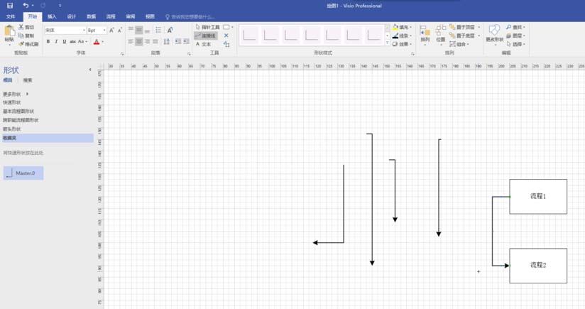 Microsoft Office Visio中使用默认有箭头连接线的具体操作教程截图