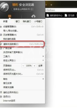 猎豹浏览器清除浏览数据的操作教程截图